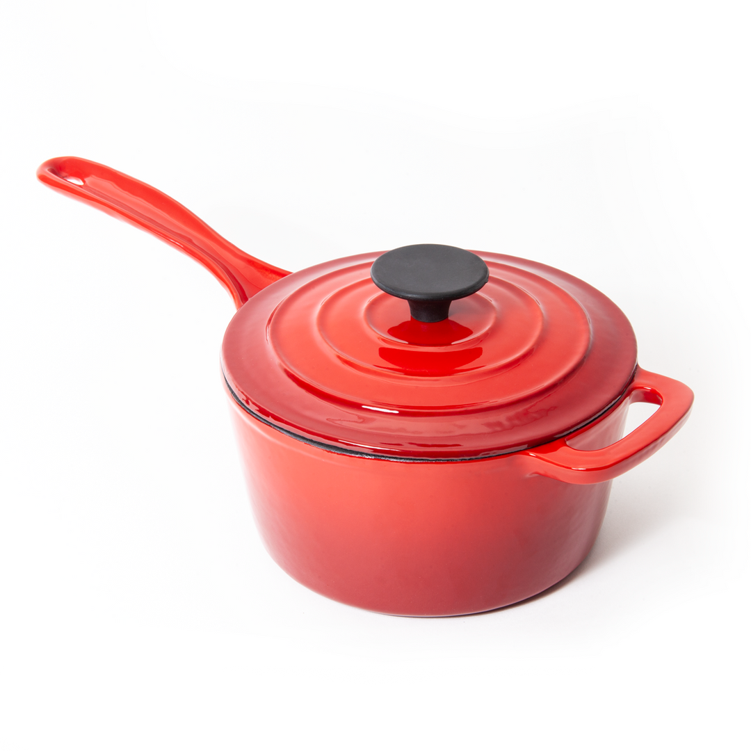 NSIRONS Enameled Cast Iron Sauce Pan, 1 Quart With Lid - Gradient Caramel, For Pasta Sauce, Gravy, & More