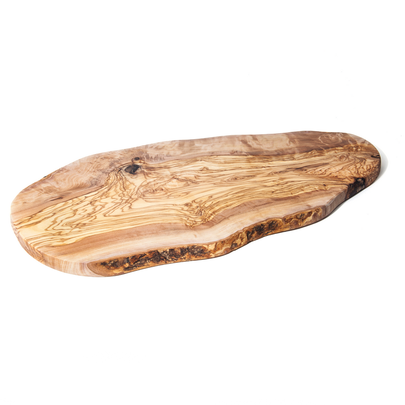 Nardelli Rustic Olive Wood Cutting/Serving Boards with Olive Wood Tree Bark Sided