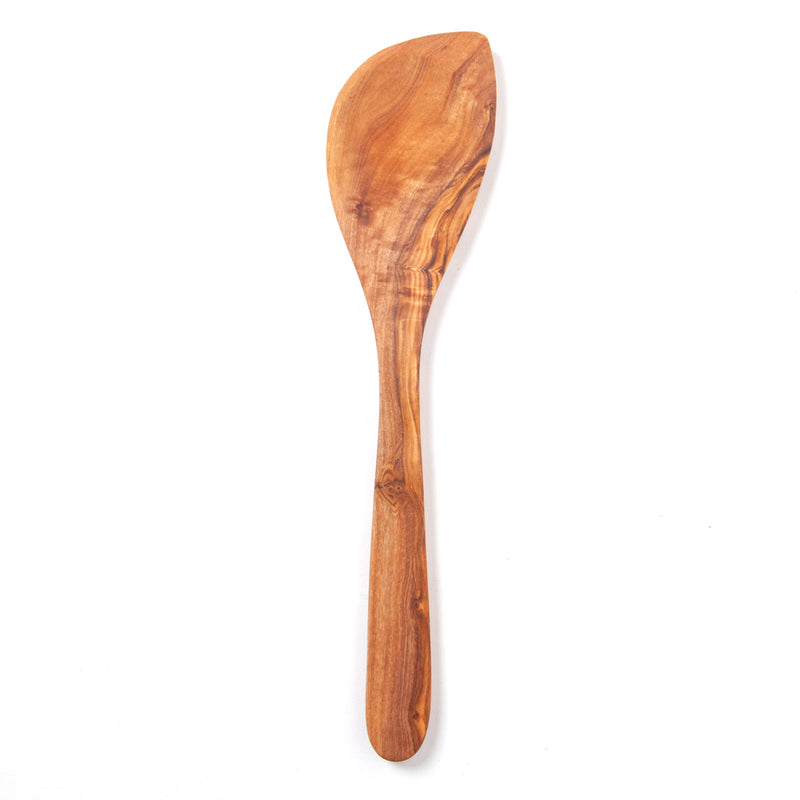 Nardelli Olive Wood Angle Edge Round Handled Stirring Serving  Spoon