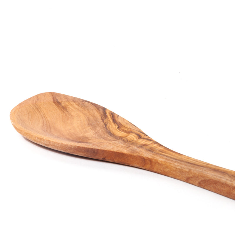 Nardelli Olive Wood Angle Edge Round Handled Stirring Serving  Spoon